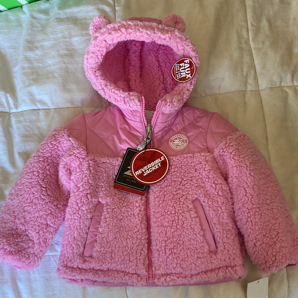 Pink Reversible Faux Fur Jacket
